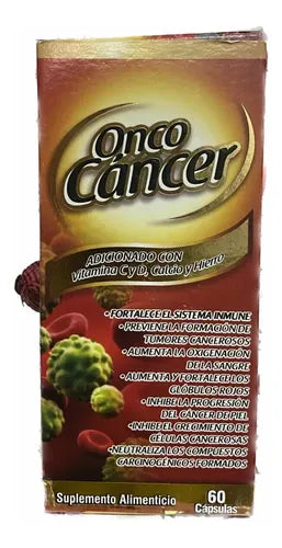 Onco Cáncer Suplemento Alimenticio Adicionado con Vitamina C, D, Calcio y Hierro 60 Cápsulas